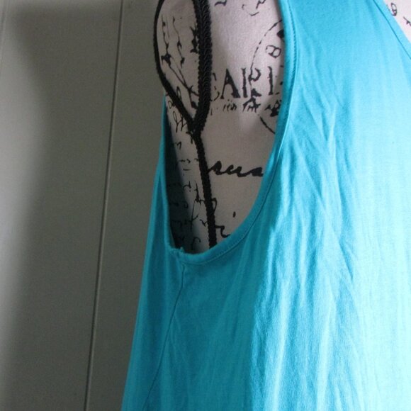 Est 1946 Sleeveless Blouse L Blessed Beyond Measure Floral Green Teal - Picture 13 of 14